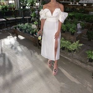 Cult Gaia Muna Dress - Strapless Linen Cream Midi Dress Size 4